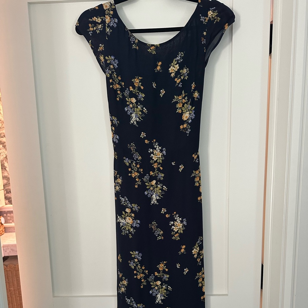 Reformation Navy Floral Maxi Dress